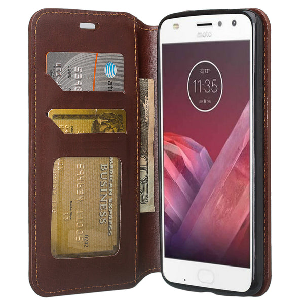 Moto Z2 Play Wallet Case - brown - www.coverlabusa.com