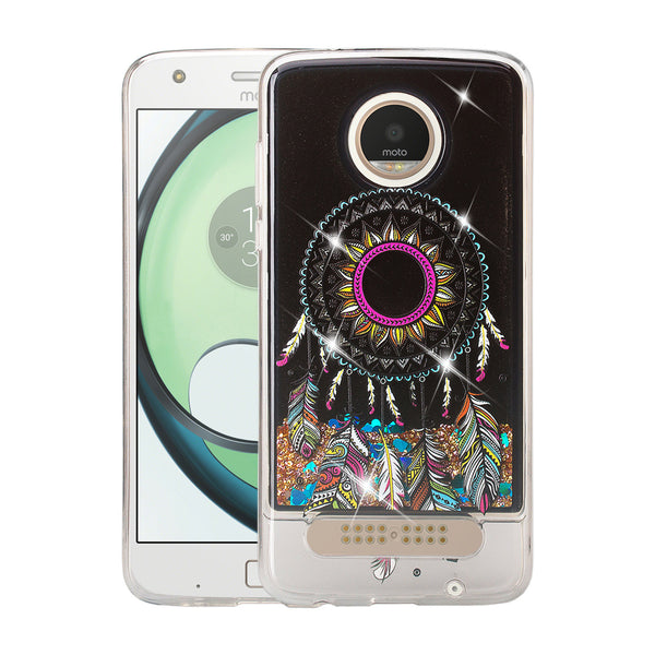 motorola moto z2 play liquid sparkle quicksand case - dream catcher - www.coverlabusa.com
