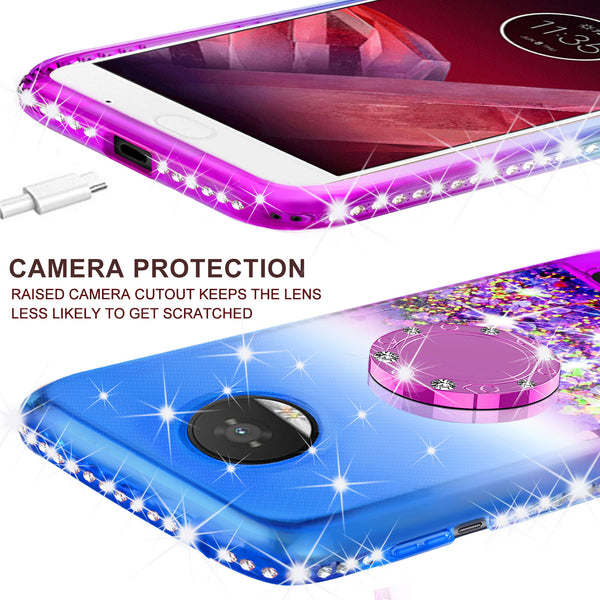 glitter ring phone case for moto z2 play - blue gradient - www.coverlabusa.com 