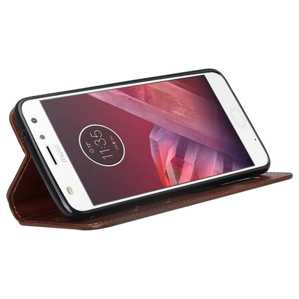 Moto Z2 Play Wallet Case - brown - www.coverlabusa.com