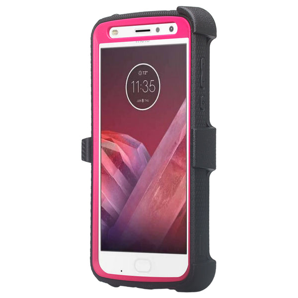 Motorola Moto Z2 Force heavy duty holster case - hot pink - www.coverlabusa.com