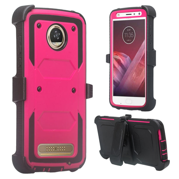 Motorola Moto Z2 Play heavy duty holster case - hot pink - www.coverlabusa.com