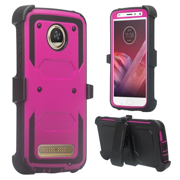 Motorola Moto Z2 Play heavy duty holster case - purple - www.coverlabusa.com