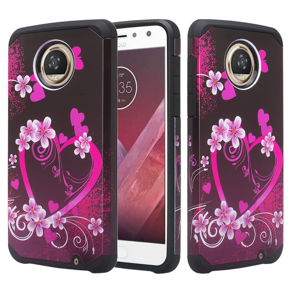 motorola moto z2 play hybrid case - heart butterflies - www.coverlabusa.com