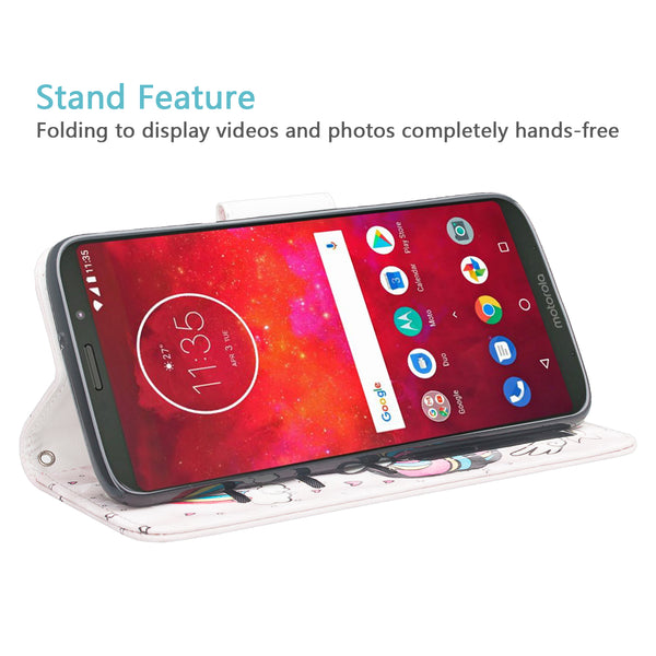 Motorola Moto Z3 Play leather wallet case - white unicorn 2 - www.coverlabusa.com