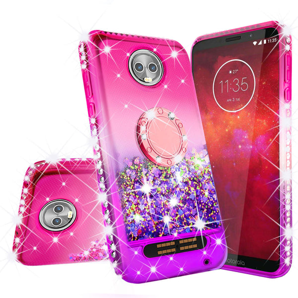 glitter ring phone case for moto z3 play - pink gradient - www.coverlabusa.com 