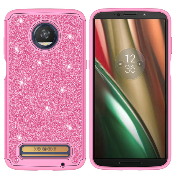 Motorola Moto Z3 Play Glitter Hybrid Case - Hot Pink - www.coverlabusa.com