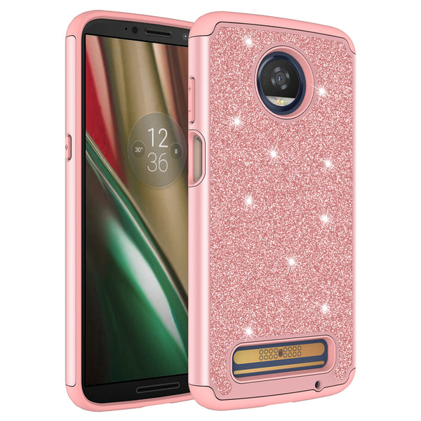 Motorola Moto Z3 Play Glitter Hybrid Case - Rose Gold - www.coverlabusa.com