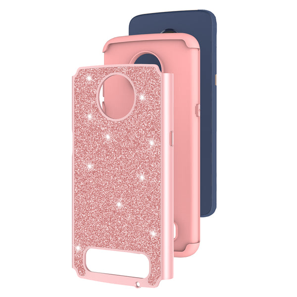 Motorola Moto Z3 Play Glitter Hybrid Case - Rose Gold - www.coverlabusa.com
