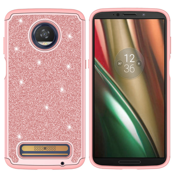 Motorola Moto Z3 Play Glitter Hybrid Case - Rose Gold - www.coverlabusa.com