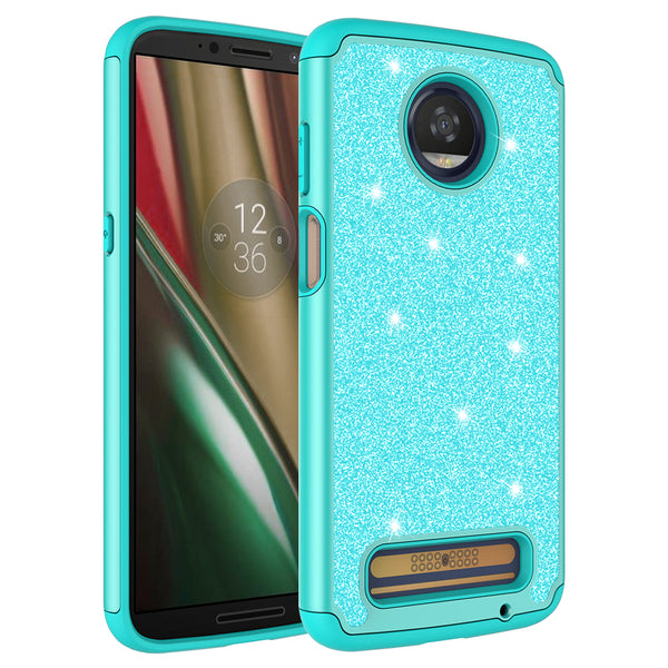 Motorola Moto Z3 Play Glitter Hybrid Case - Teal - www.coverlabusa.com