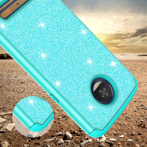 Motorola Moto Z3 Play Glitter Hybrid Case - Teal - www.coverlabusa.com