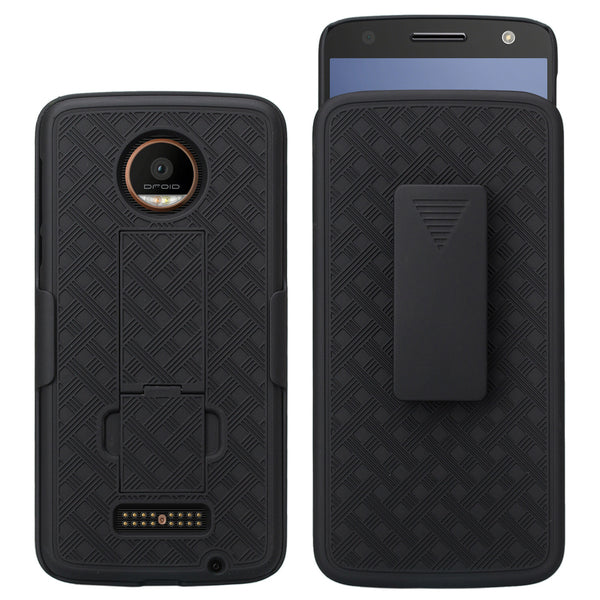 moto z droid case, slim holster shell combo - black - www.coverlabusa.com