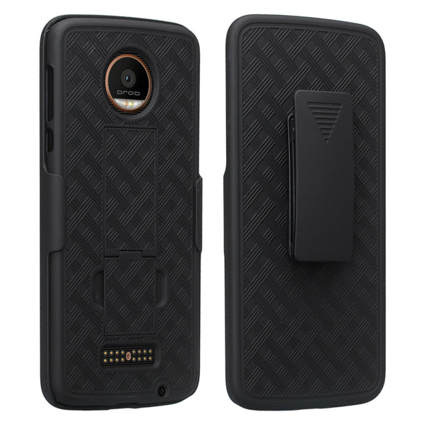 moto z droid case, slim holster shell combo - black - www.coverlabusa.com