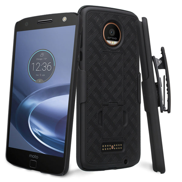moto z droid case, slim holster shell combo - black - www.coverlabusa.com