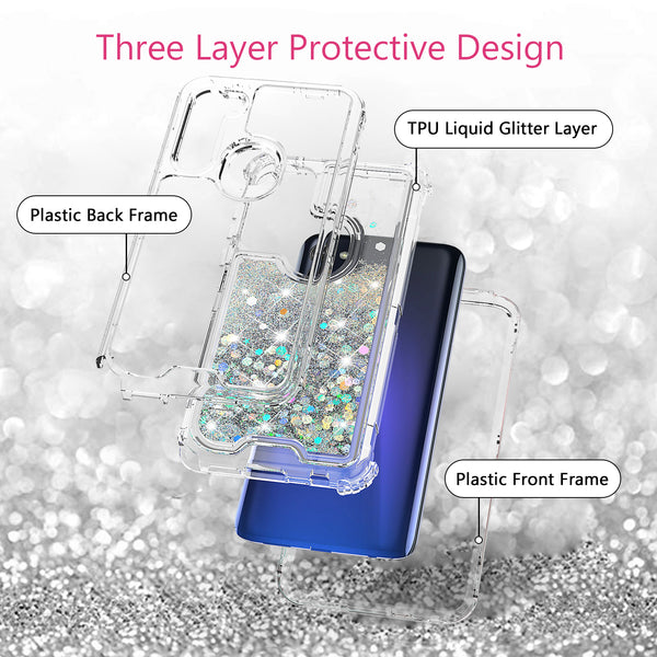 hard clear glitter phone case for motorola moto g stylus - clear - www.coverlabusa.com 