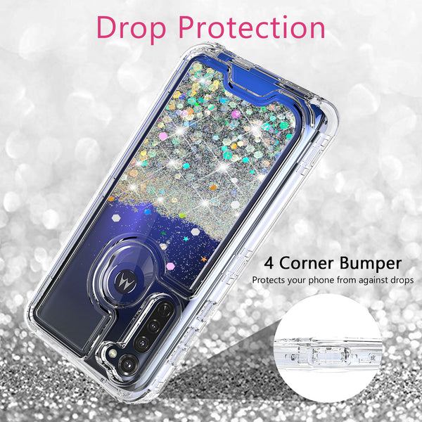 hard clear glitter phone case for motorola moto g stylus - clear - www.coverlabusa.com 