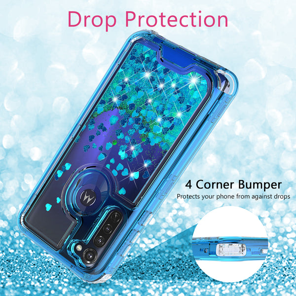 hard clear glitter phone case for motorola moto g stylus - teal - www.coverlabusa.com 