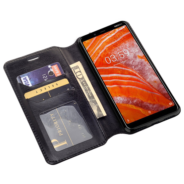 nokia 3.1 pluw wallet case - black - www.coverlabusa.com