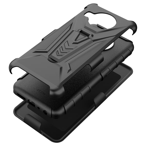 holster kickstand hyhrid phone case for nokia x100 - black - www.coverlabusa.com