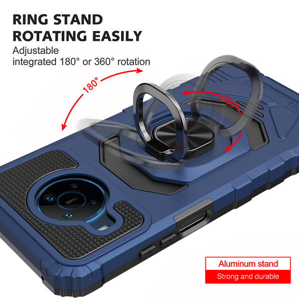 ring car mount kickstand hyhrid phone case for nokia x100 - blue - www.coverlabusa.com