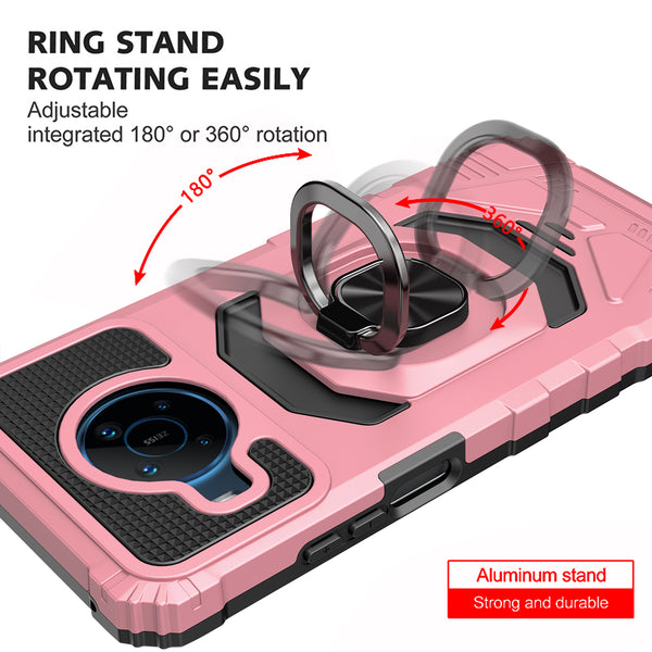 ring car mount kickstand hyhrid phone case for nokia x100 - rose gold - www.coverlabusa.com