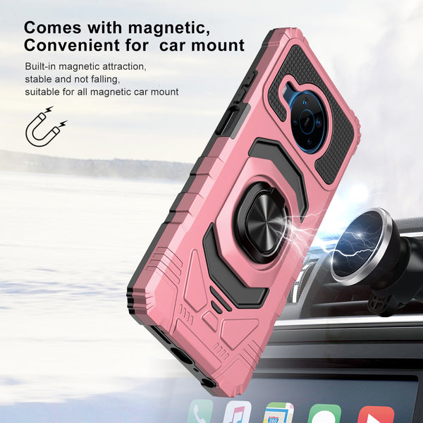 ring car mount kickstand hyhrid phone case for nokia x100 - rose gold - www.coverlabusa.com