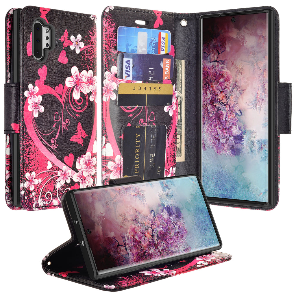 Premium Synthetic Leather Wallet Case for Samsung Galaxy Note 10 Credi