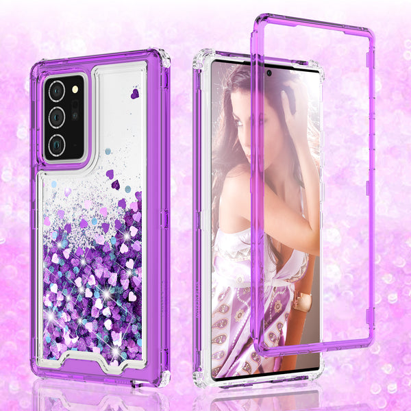 hard clear glitter phone case for samsung galaxy note 20 - purple - www.coverlabusa.com 