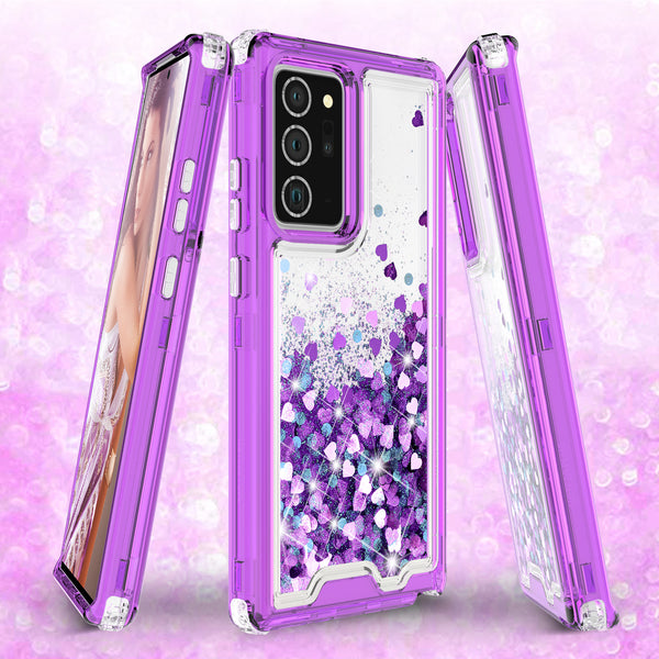hard clear glitter phone case for samsung galaxy note 20 - purple - www.coverlabusa.com 