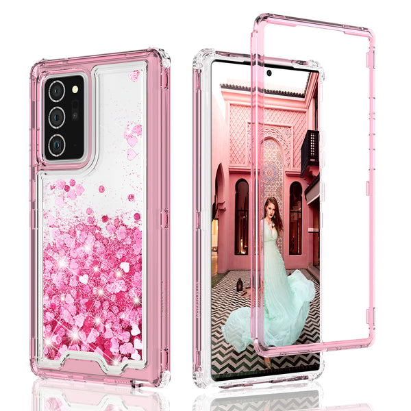 hard clear glitter phone case for samsung galaxy note 20 - pink - www.coverlabusa.com 
