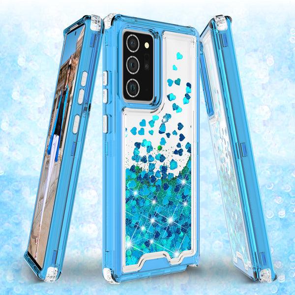 hard clear glitter phone case for samsung galaxy note 20 - teal - www.coverlabusa.com 