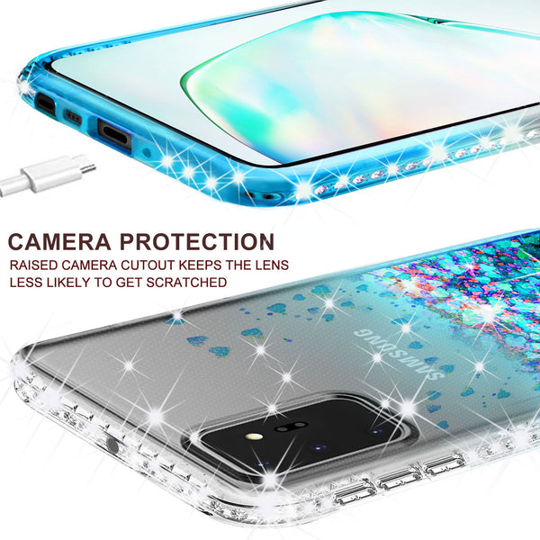 clear liquid phone case for samsung galaxy a71 5g - teal - www.coverlabusa.com