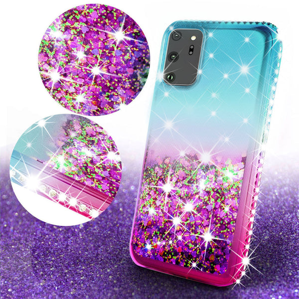 glitter phone case for samsung galaxy note 20 ultra - teal/pink gradient - www.coverlabusa.com