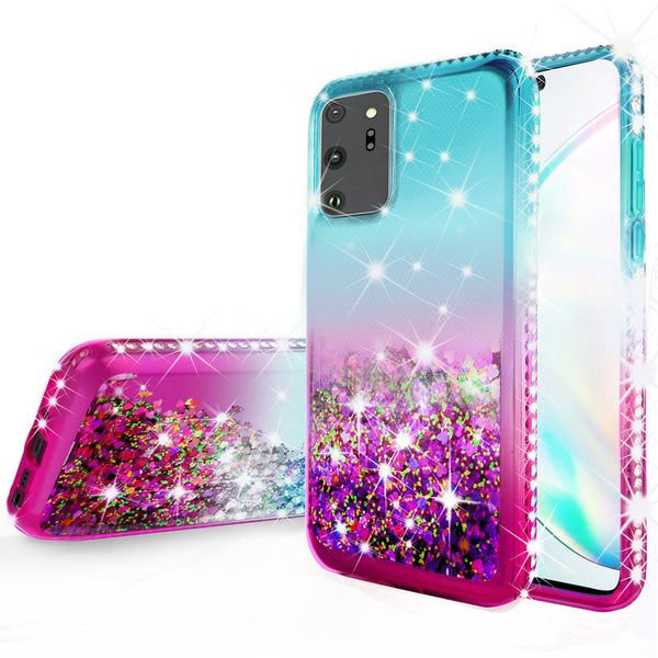 glitter phone case for samsung galaxy note 20 - teal/pink gradient - www.coverlabusa.com