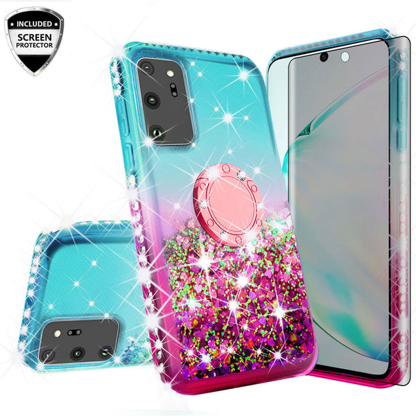glitter phone case for samsung galaxy note 20 ultra - teal/pink gradient - www.coverlabusa.com