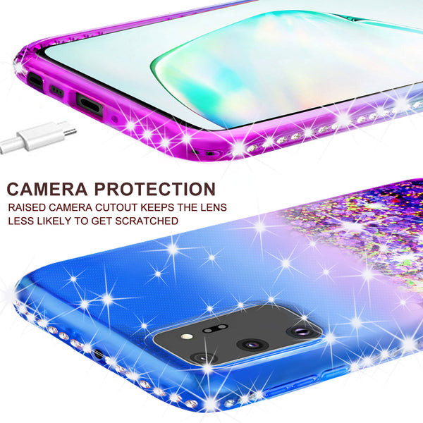glitter phone case for samsung galaxy note 20 - blue/purple gradient - www.coverlabusa.com
