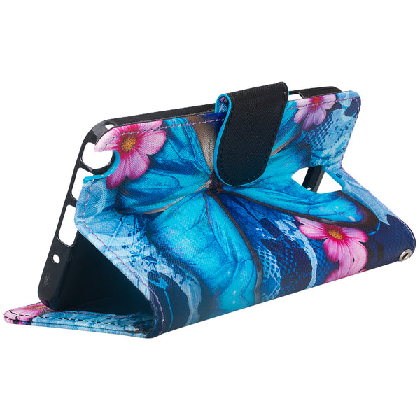 samsung galaxy note 3 leather wallet case - blue butterfly - www.coverlabusa.com