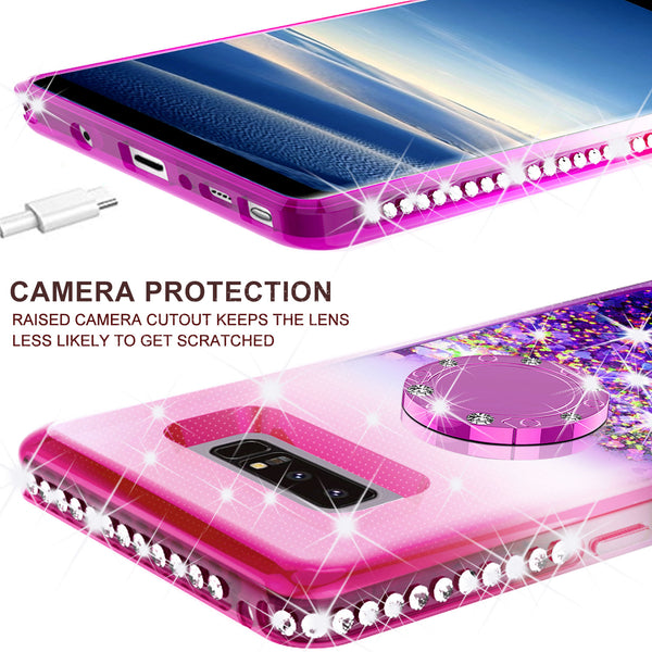 glitter ring phone case for samsung galaxy note 8 - pink gradient - www.coverlabusa.com 