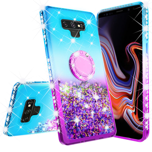 glitter ring phone case for samsung galaxy note 9 - teal gradient - www.coverlabusa.com 