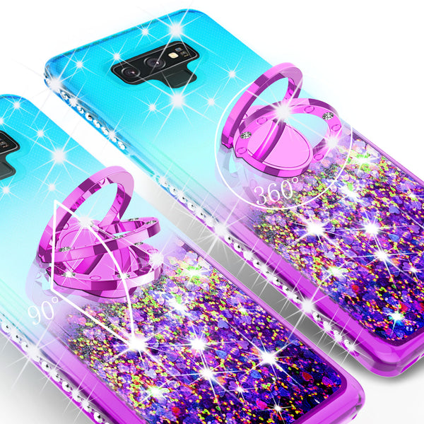 glitter ring phone case for samsung galaxy note 9 - teal gradient - www.coverlabusa.com 