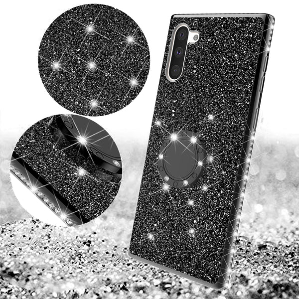 samsung galaxy note 10 glitter bling fashion case - black - www.coverlabusa.com