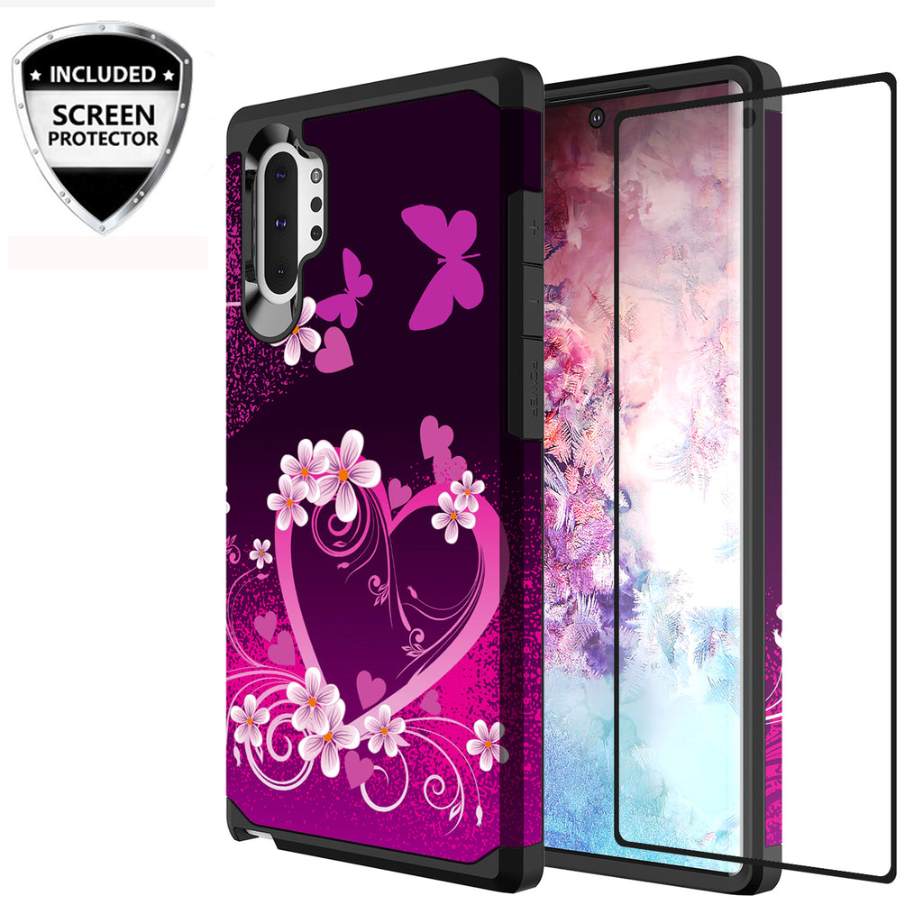 samsung galaxy note 10 hybrid case - heart butterflies - www.coverlabusa.com