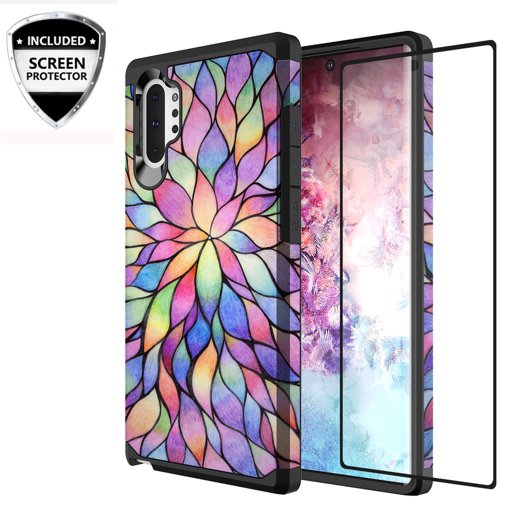 samsung galaxy note 10 hybrid case - rainbow flower - www.coverlabusa.com