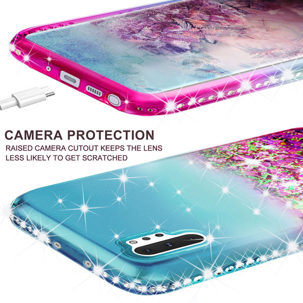 glitter phone case for samsung galaxy note 10 plus - teal/pink gradient - www.coverlabusa.com