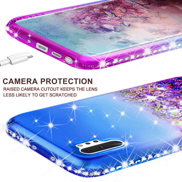 glitter phone case for samsung galaxy note 10 plus - blue/purple gradient - www.coverlabusa.com