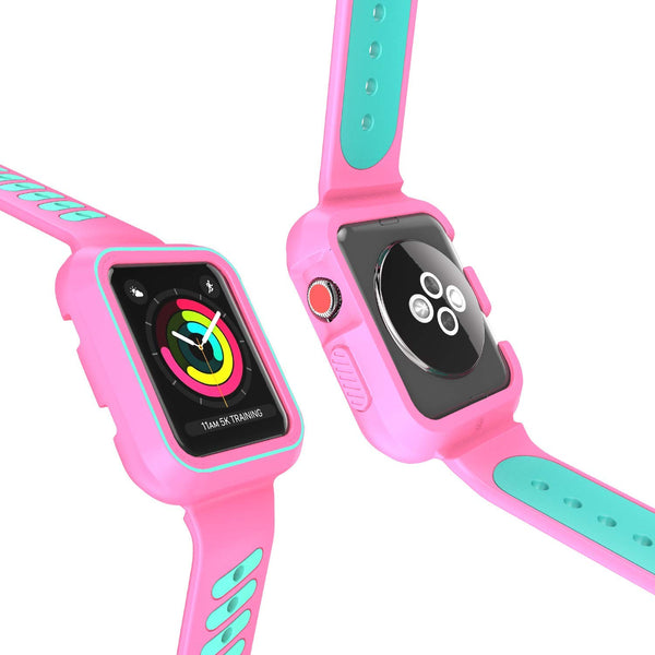 Nylon Sport Loop Replacement Strap for iWatch Apple Watch Series 3,Series 2, Series1,Hermes,Nike+- pink+teal - www.coverlabusa.com