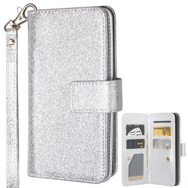 Samsung Galaxy S8 Glitter Wallet Case - Silver - www.coverlabusa.com