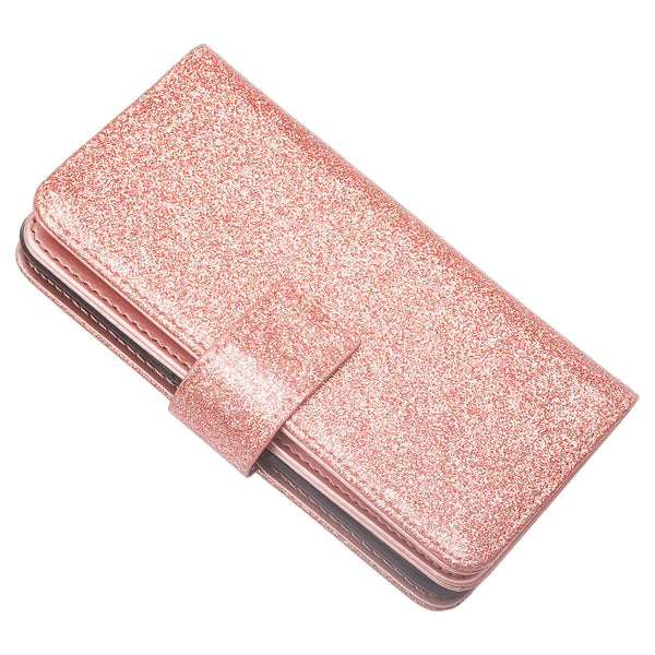 ZTE Max XL/ZTE Blade Max 3 Case/ZTE Zmax Pro 2 Glitter Wallet Case - Rose Gold - www.coverlabusa.com