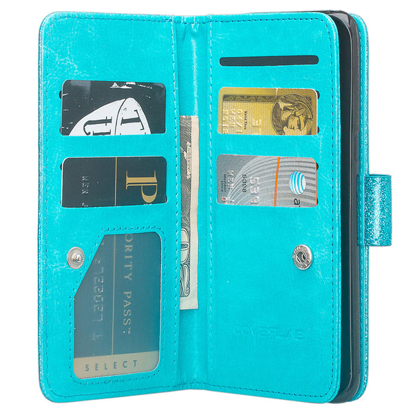 Motorola Moto E5 Plus Glitter Wallet Case - Teal - www.coverlabusa.com